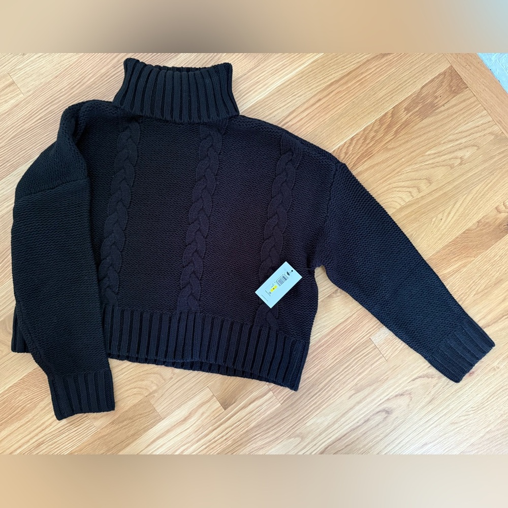 Calvin Klein Black Cable Knit Turtleneck Sweater